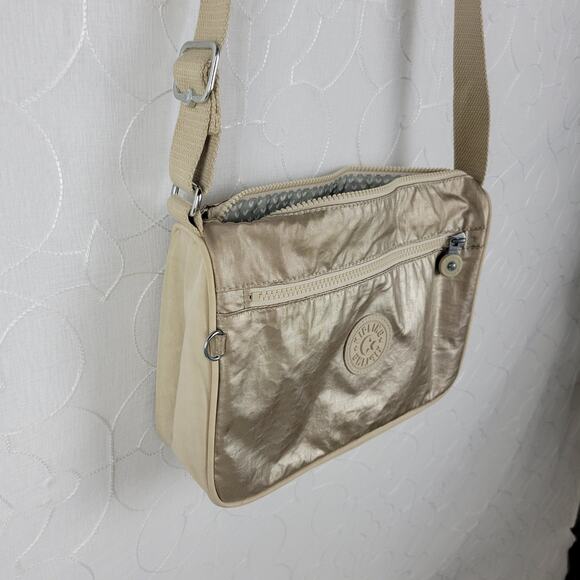 Kipling Callie Womens Crossbody Bag Gold Metallic Lightweight Casual Purse Bag - Picture 11 of 14